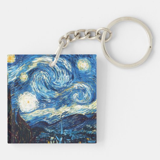 Het schilderij van Vincent van Gogh, De sterrennac Sleutelhanger (Achterkant)