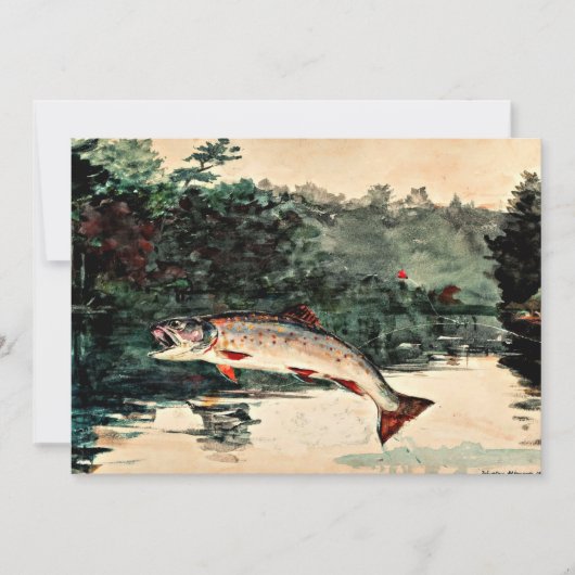 Het schilderij van Winslow Homer, Leaping Trout, Feestdagenkaart (Voorkant)