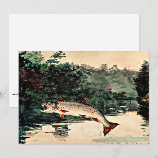 Het schilderij van Winslow Homer, Leaping Trout, Feestdagenkaart (Voorkant / Achterkant)