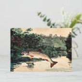 Het schilderij van Winslow Homer, Leaping Trout, Feestdagenkaart (Staand voorkant)
