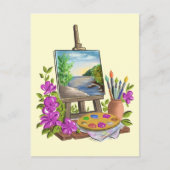 Het schildersezel van de kunstschilder. briefkaart (Voorkant)