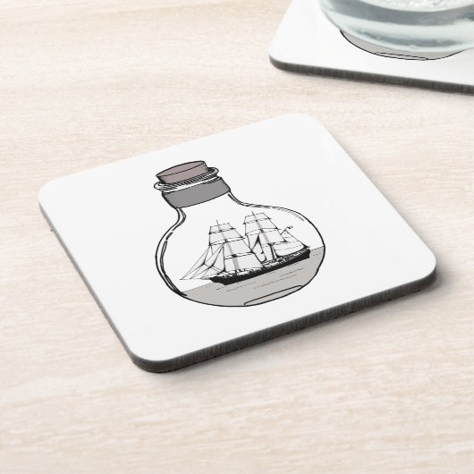 Het schip in de glazen bol bier onderzetter (Linkerzijde)