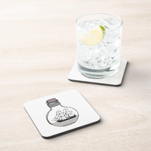 Het schip in de glazen bol bier onderzetter (Rechterzijde)