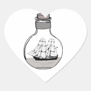 Het schip in de glazen bol hart sticker