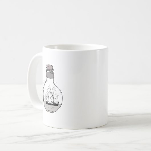 Het schip in de glazen bol koffiemok (Voorkant links)