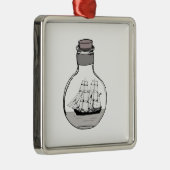 Het schip in de glazen bol metalen ornament (Rechts)