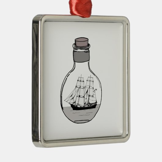 Het schip in de glazen bol metalen ornament (Rechts)