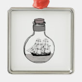 Het schip in de glazen bol metalen ornament (Voorkant)