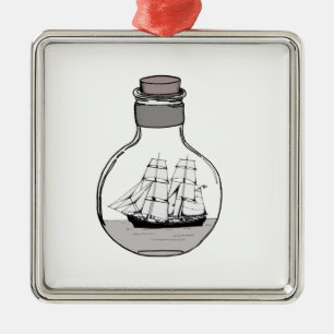 Het schip in de glazen bol metalen ornament