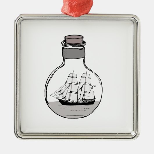 Het schip in de glazen bol metalen ornament (Voorkant)
