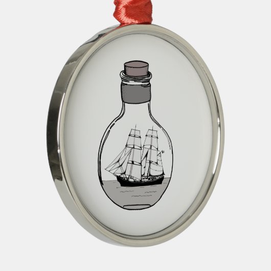 Het schip in de glazen bol metalen ornament (Rechts)