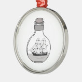 Het schip in de glazen bol metalen ornament (Links)