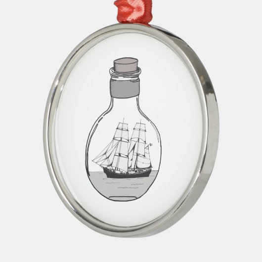 Het schip in de glazen bol metalen ornament (Links)