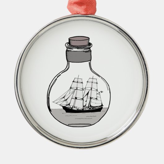 Het schip in de glazen bol metalen ornament (Voorkant)