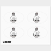 Het schip in de glazen bol ovale sticker (Vel)