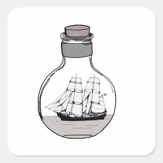 Het schip in de glazen bol vierkante sticker (Voorkant)