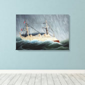 Het schip in de Tempest | Henri Rousseau Canvas Afdruk (Insitu (Houten vloer))
