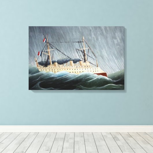 Het schip in de Tempest | Henri Rousseau Canvas Afdruk (Insitu (Houten vloer))