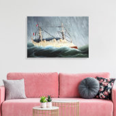 Het schip in de Tempest | Henri Rousseau Canvas Afdruk (Insitu (Woonkamer))