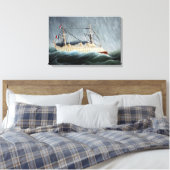 Het schip in de Tempest | Henri Rousseau Canvas Afdruk (Insitu (Slaapkamer))