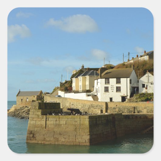 Het schip in Porthleven Cornwall Engeland Vierkante Sticker (Voorkant)