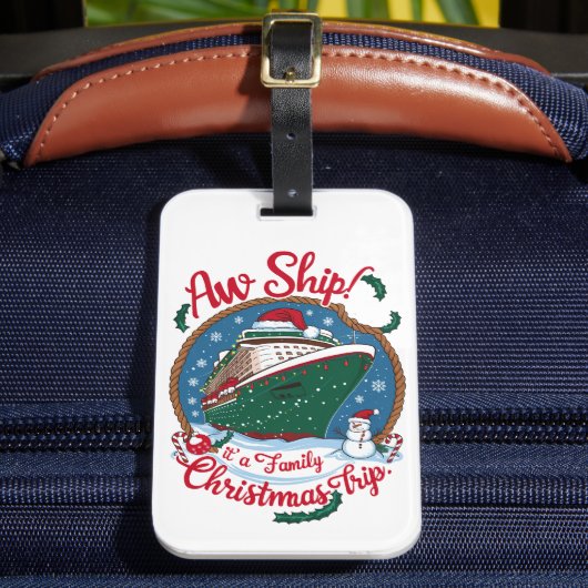 Het schip is een familie kerst cruise reis bagagelabel (Voorkant Insitu 2)