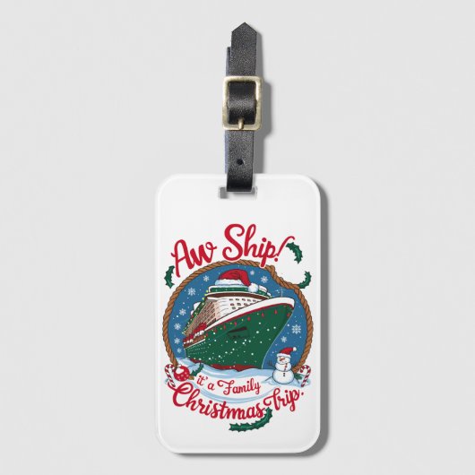 Het schip is een familie kerst cruise reis bagagelabel (Voorkant (verticaal))