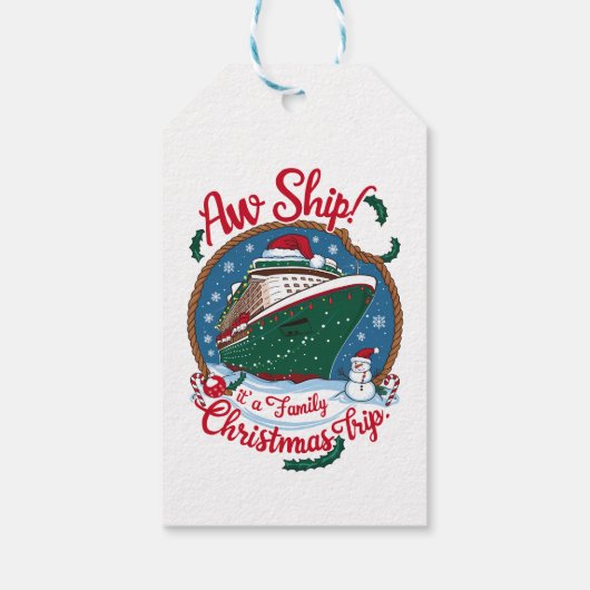 Het schip is een familie kerst cruise reis cadeaulabel (Achterkant)