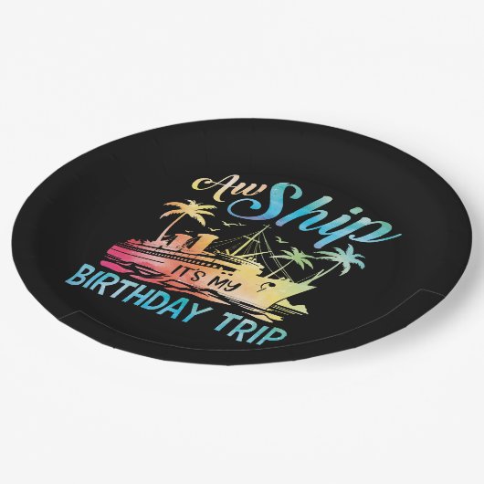 Het schip is mijn verjaardagsreis papieren bordje (Gekanteld)