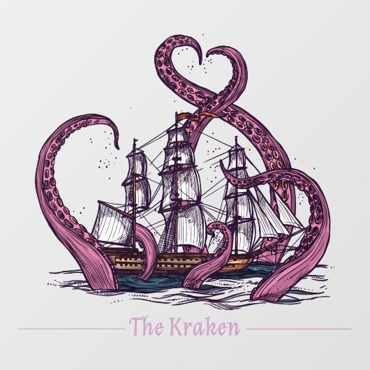 Het schip Kraken Octopus Sailing Nautical Raamsticker (Vel)