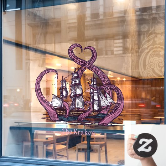 Het schip Kraken Octopus Sailing Nautical Raamsticker (Cafe Raam)
