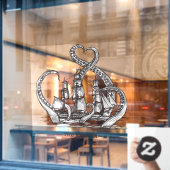 Het schip Kraken Octopus Sailing Nautical Raamsticker (Cafe Raam)
