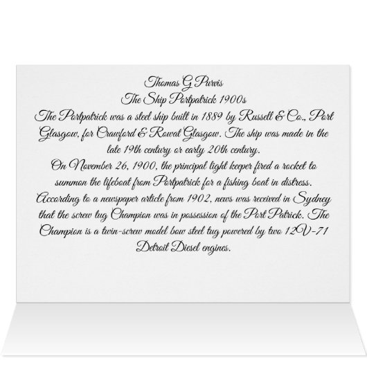 Het schip Portpatrick 1900s (Binnen Horizontaal (Boven))