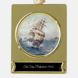 Het schip Portpatrick 1900s Verguld Banner Ornament
