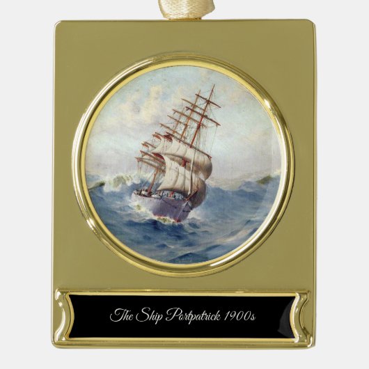 Het schip Portpatrick 1900s Verguld Banner Ornament (Voorkant)