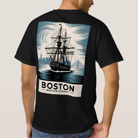 Het  schip van Boston Harbor Massachusetts T-shirt (Achterkant)
