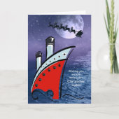 Het Schip van de cruise - Boot op zee + Kerstman Feestdagen Kaart (Voorkant)