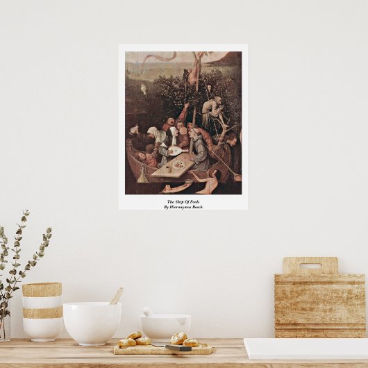 Het schip van de ontlasting. Door Hieronymus Bosch Poster (Keuken)