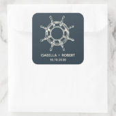 Het Schip's wiel | Bruiloft Monogram Vierkante Sticker (Tas)