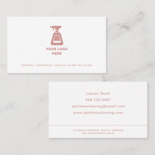 Het schoonmaakbedrijf voegt Uw Roze Tekst van de D Visitekaartje (Voorkant / Achterkant)