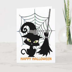 Het schoonmaken van de spinnenwebben, 5"x 7"gevouw feestdagen kaart