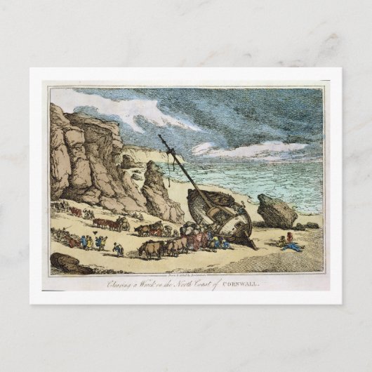 Het schoonmaken van een wrak aan de noordkust van  briefkaart (Voorkant)