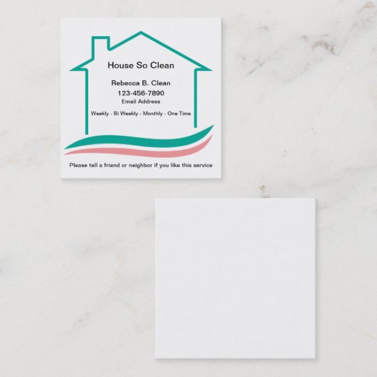 Het Schoonmaken van het huis Gemakkelijke Moderne  Vierkante Visitekaartje (Voorkant / Achterkant)
