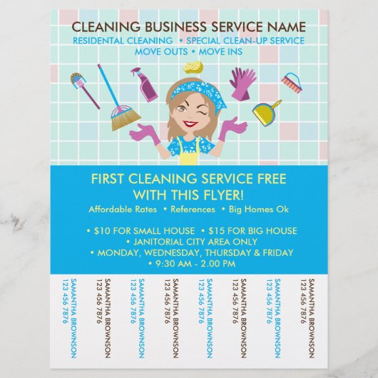 Het schoonmaken van Janitorial Tickets Adverteren Flyer (Voorkant)