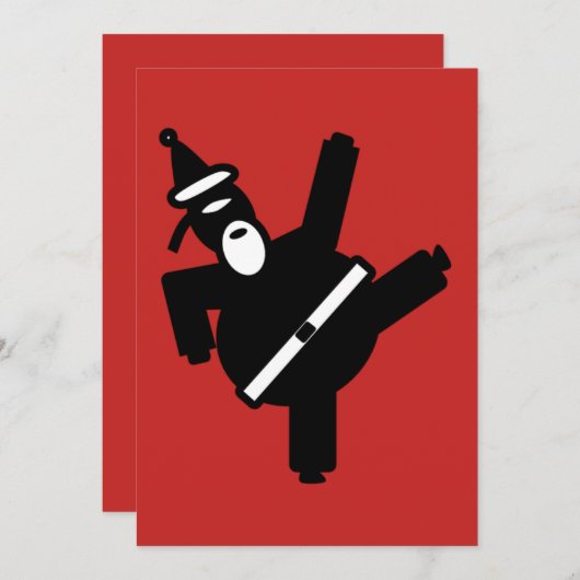 Het schoppen Kerstman Ninja Feestdagenkaart (Voorkant / Achterkant)