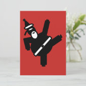 Het schoppen Kerstman Ninja Feestdagenkaart (Staand voorkant)