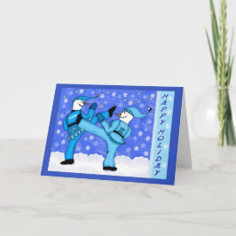 Het Schoppen van de karate het Wenskaart van de Feestdagen Kaart