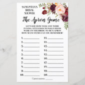 Het Schort Marsala Flowers Vrijgezellenfeest Game (Voorkant)