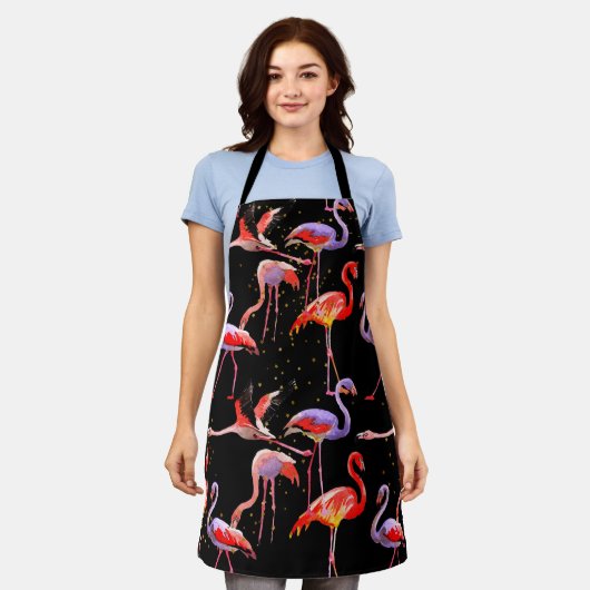 Het Schort van Flamingo met Donkere Achtergrond (Gedragen)