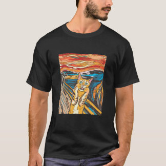 Het Schreeuw Beroemd Schilderij met Cat T Shirt